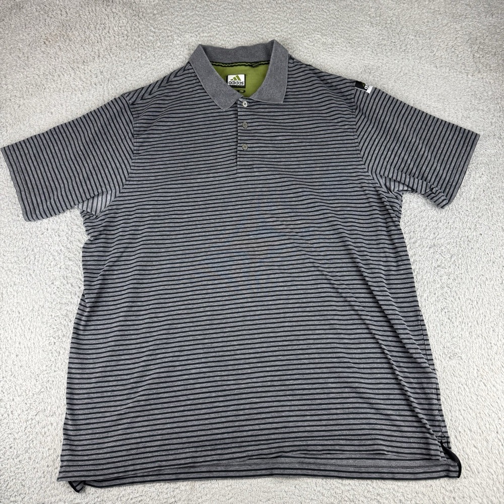 Vintage Adidas Equipment Golf Polo Shirt Gray Striped Men's Size 2xL